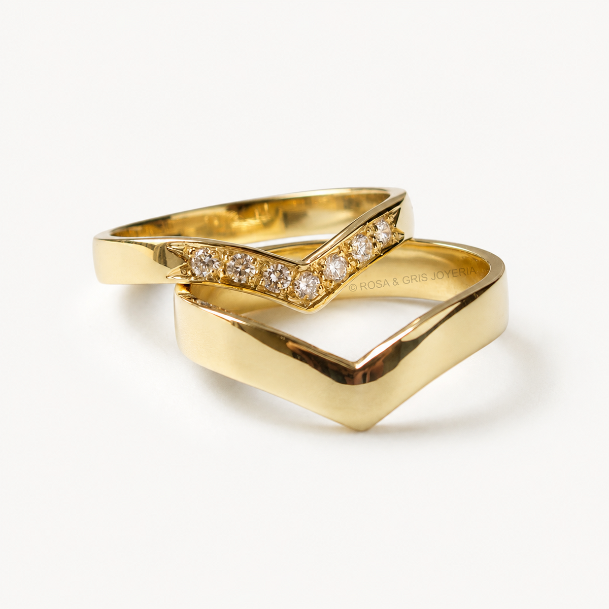 AROS DE MATRIMONIO TU Y YO EN ORO 18K