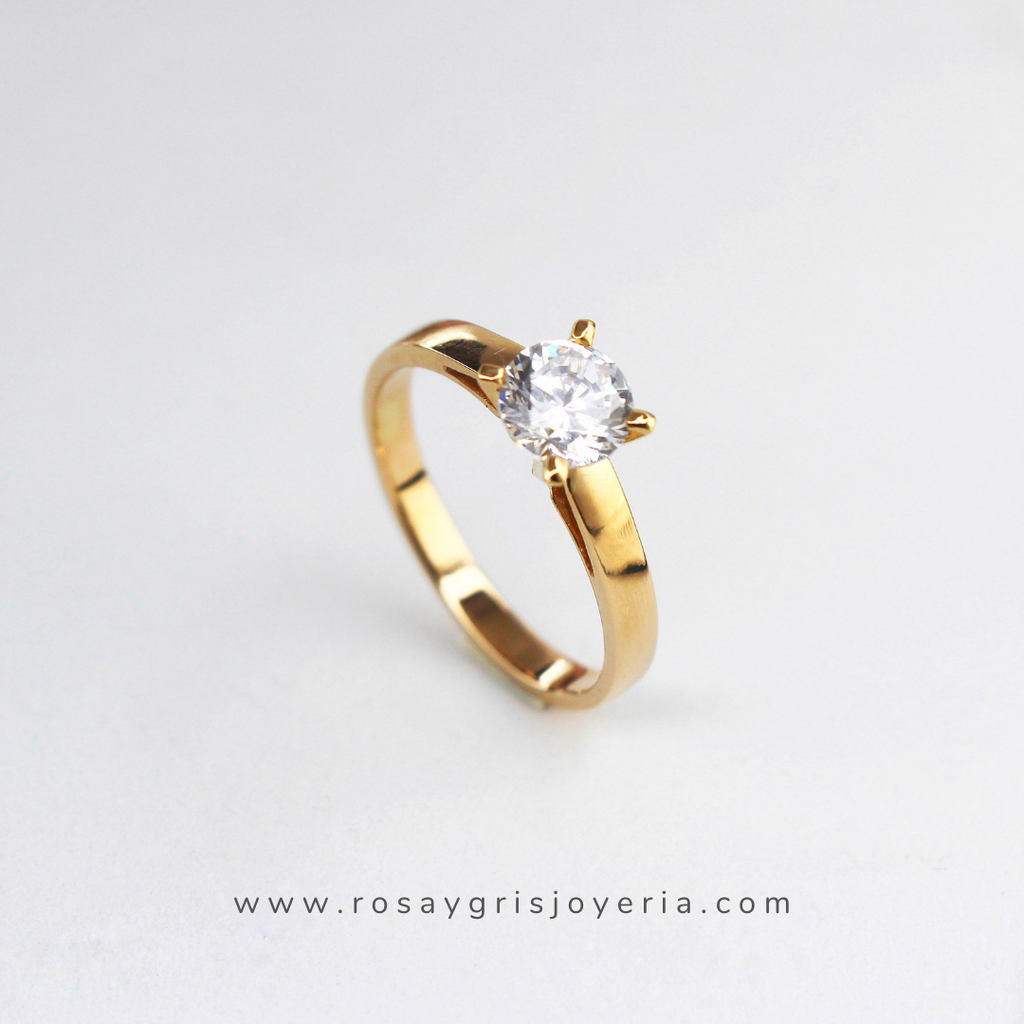 Anillo de Compromiso Solitario en Oro 18k
