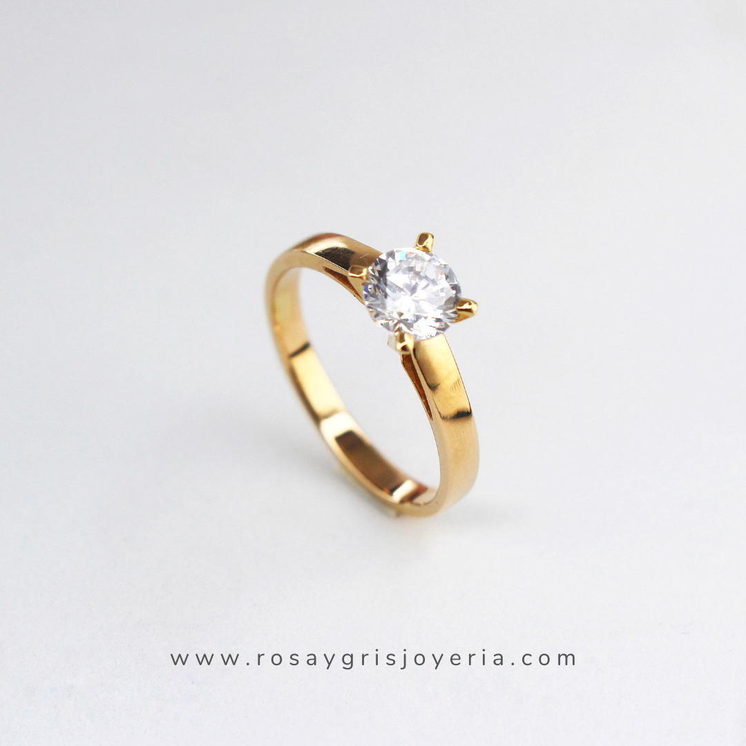 Anillo de Compromiso Solitario en Oro 18k
