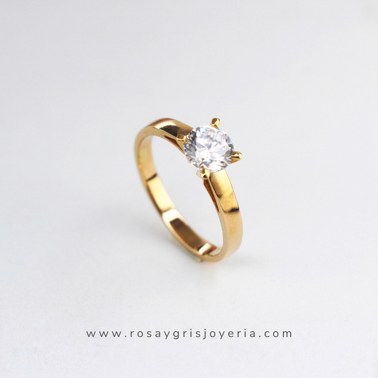 Anillo de Compromiso Solitario en Oro 18k