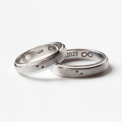 AROS DE MATRIMONIO 2 CORAZONES EN ORO 18K