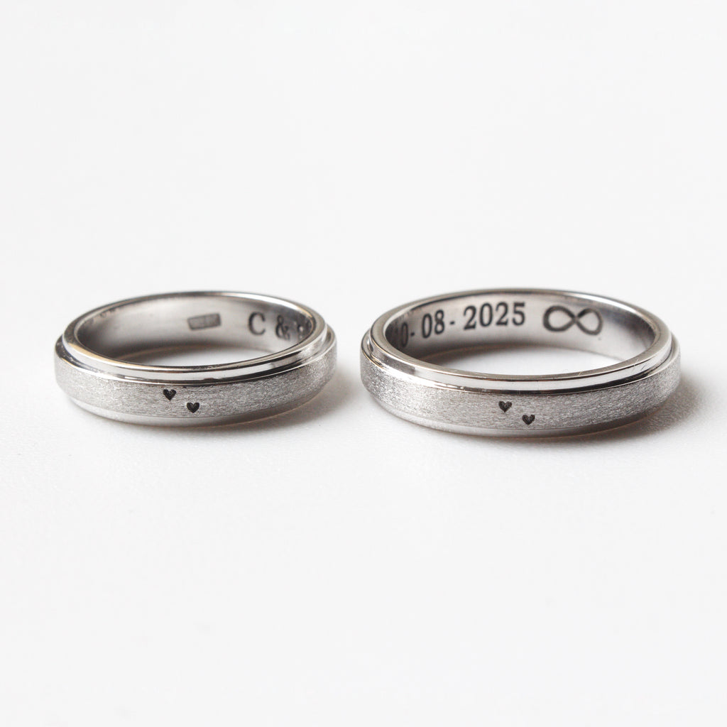 AROS DE MATRIMONIO 2 CORAZONES EN ORO 18K