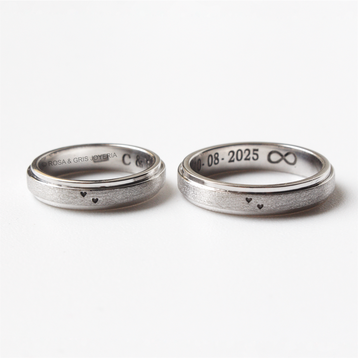 AROS DE MATRIMONIO 2 CORAZONES EN ORO 18K